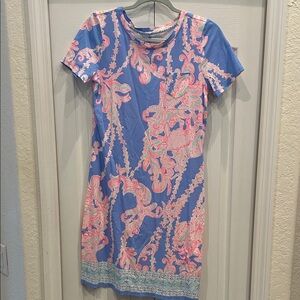 Elegant Blue and Pink Patterned Dress lily Pulitzer